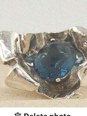 BLUE TOPAZ HANDMADE RING ORGANIC SHAPE NWT SIZE 6 IN 925 STERLING SILVER